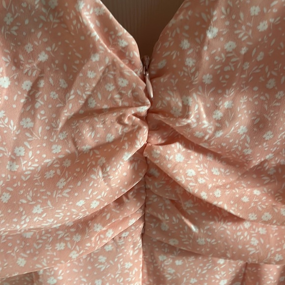 Forever 21 Pink Speckled Short Sleeve Ruffled Hemline Dress Size Large - Picture 4 of 5